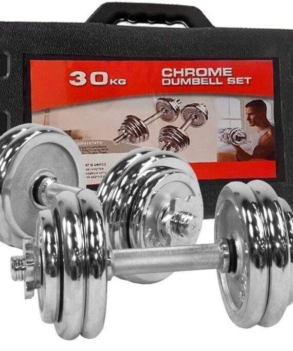 30KG Chrome Dumbbell Set Adjustable Weight Training Dumbbells for Home Gym, Strength Training & Full Body Workout | ClickMart Kenya