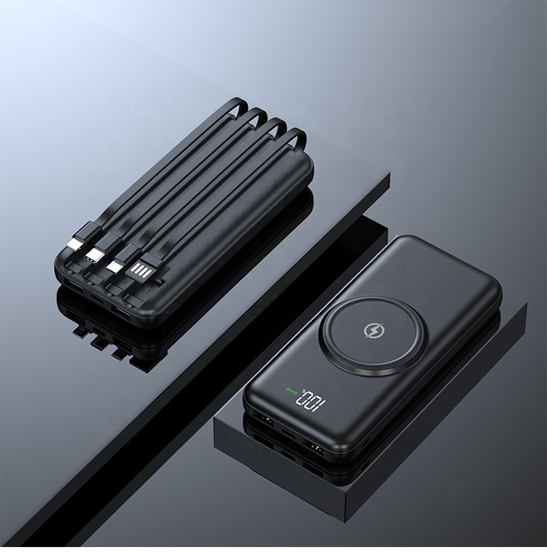 Fast Charging wireless Power Bank with Built-in Cables-30000mAh - Image 3