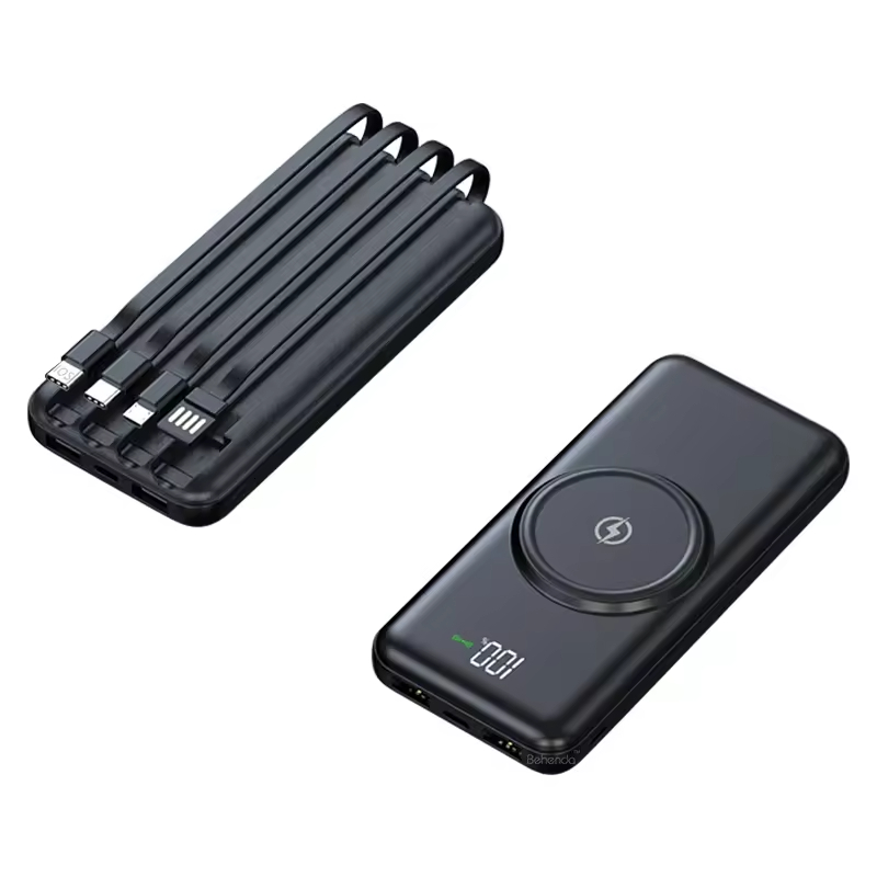 Fast Charging wireless Power Bank with Built-in Cables-30000mAh - Image 4