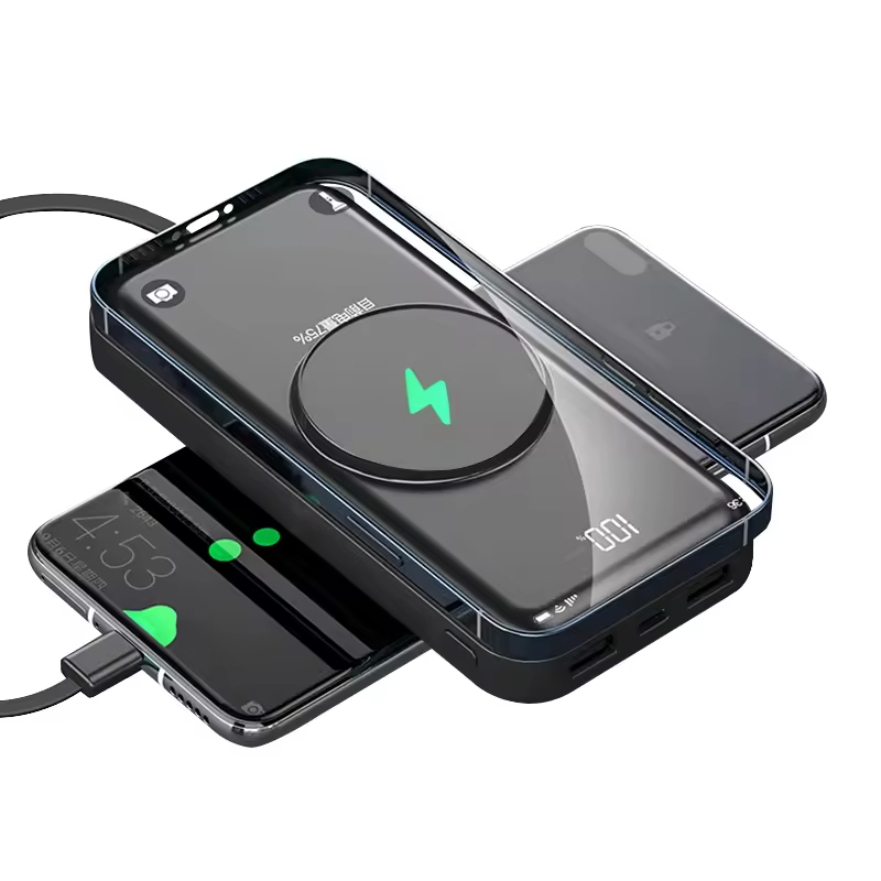 Fast Charging wireless Power Bank with Built-in Cables-30000mAh - Image 5