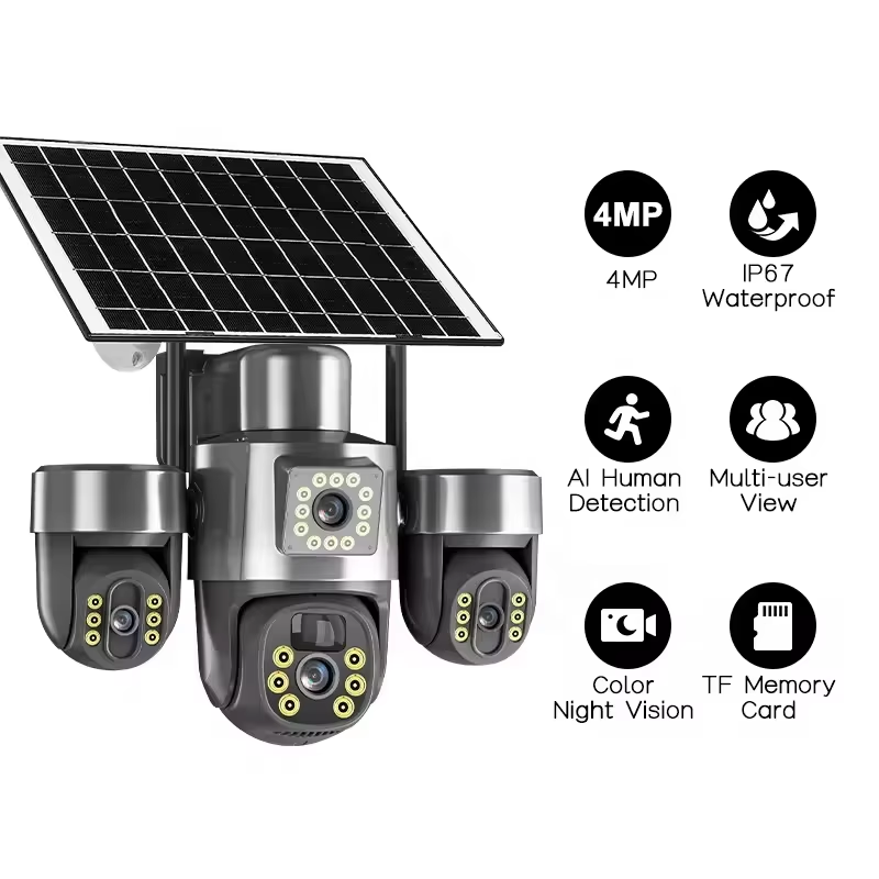 Solar CCTV Camera 4G 15MP Triple Lens Outdoor Security Camera - Image 3