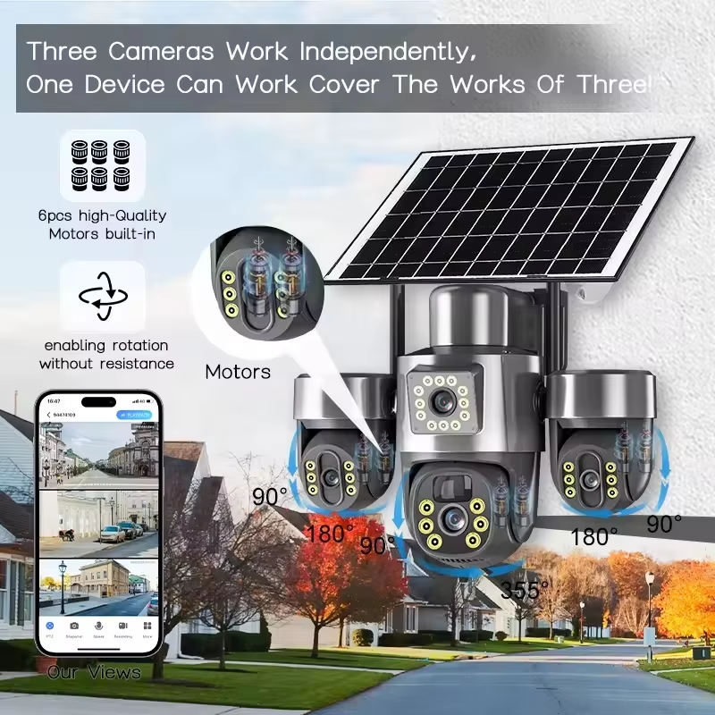 Solar CCTV Camera 4G 15MP Triple Lens Outdoor Security Camera - Image 5