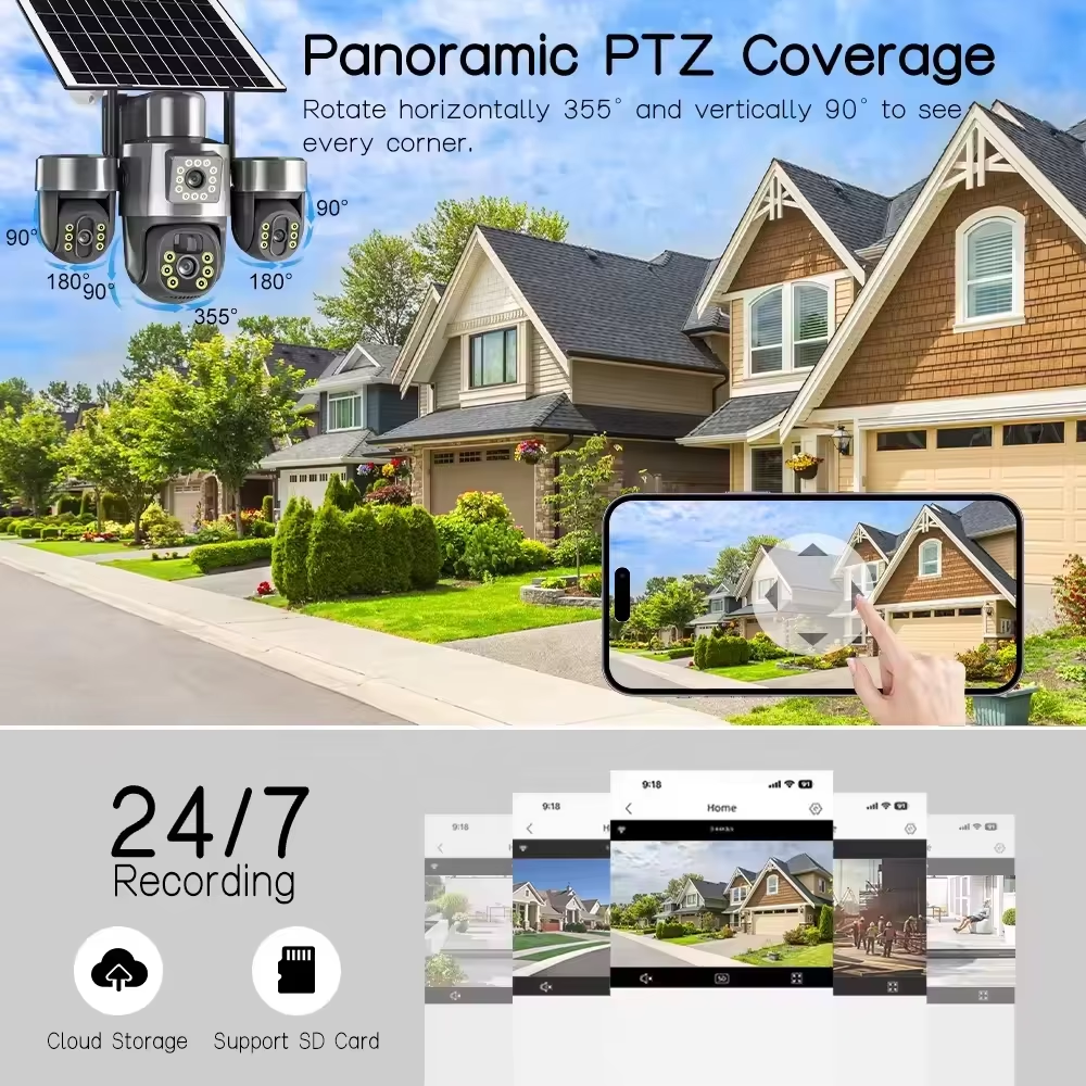 Solar CCTV Camera 4G 15MP Triple Lens Outdoor Security Camera - Image 7